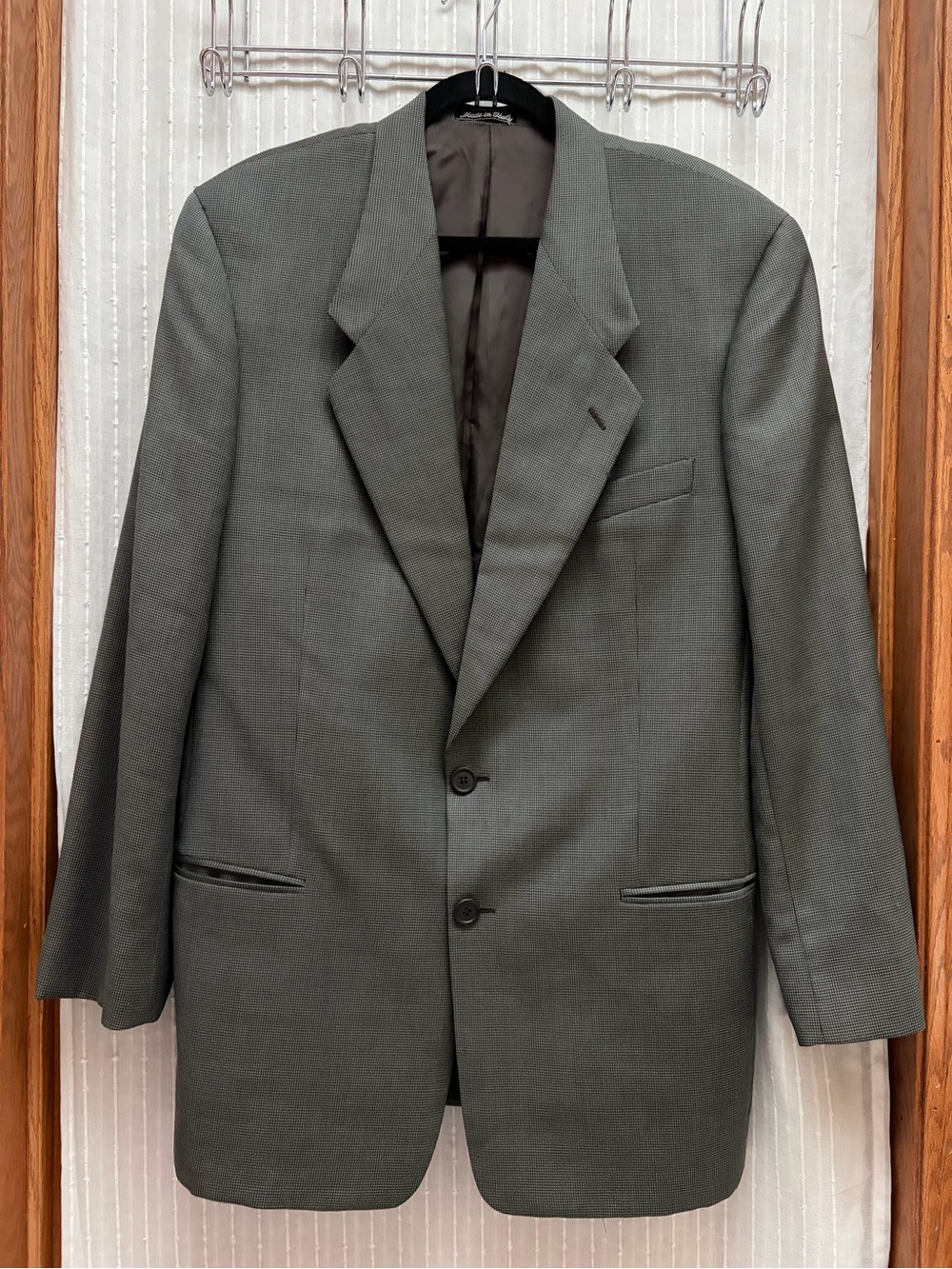 Giorgio Armani Le Collezioni Gray Micro Houndstooth Wool Blazer Sz 40L